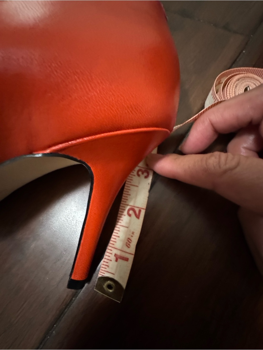 Nine West Orange Pointed-Toe Leather Pumps - Picture 3 of 4